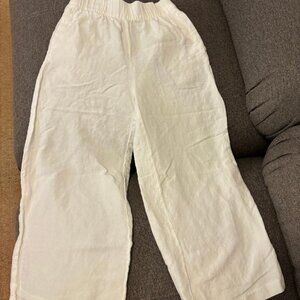 H&M White Cropped Linen Pants